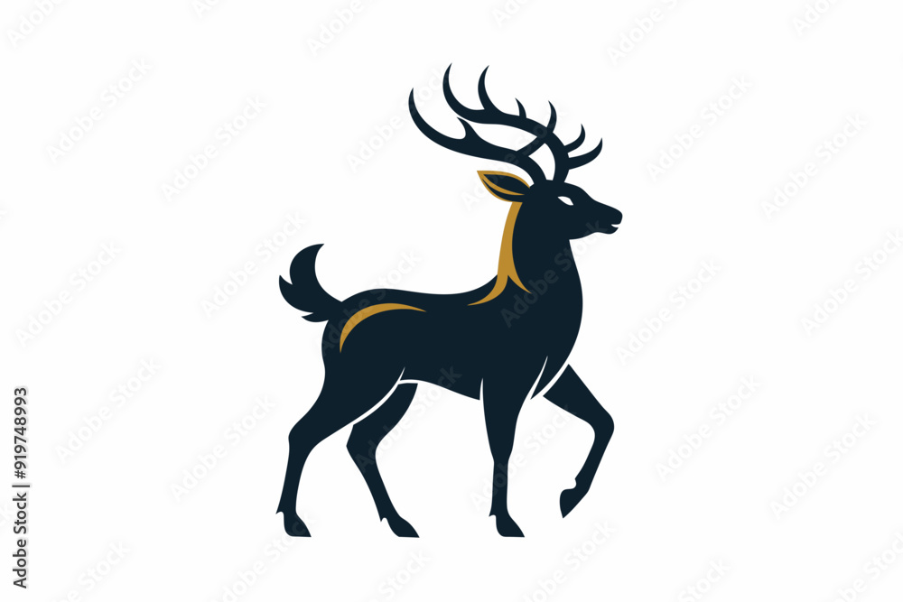 silhouette Vector design of deer on white background silhouette Vector design of deer on white background