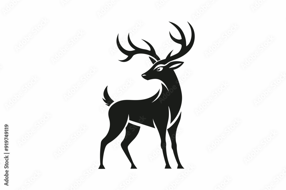 silhouette Vector design of deer on white background silhouette Vector design of deer on white background