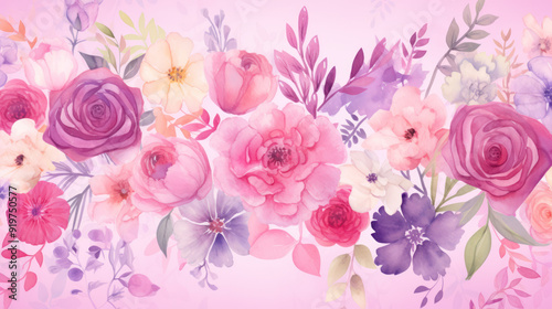 Wallpaper Mural Variety of stylized flowers in soft pastel colors. Delicate, calm and serene atmosphere. Aesthetic flowers wallpaper, background. Botany, art, design, artistic. Torontodigital.ca