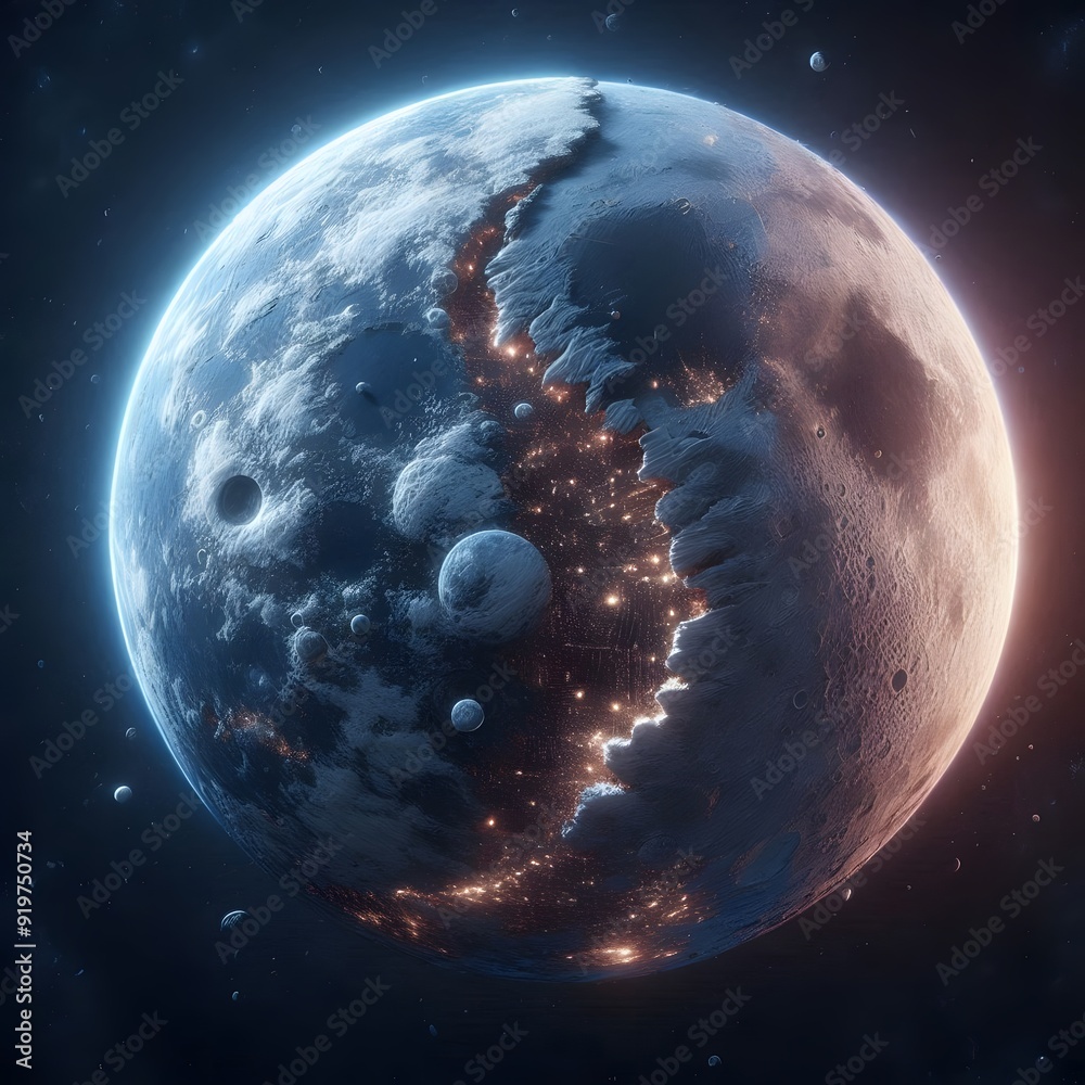 Naklejka premium realistic 3d moon in space