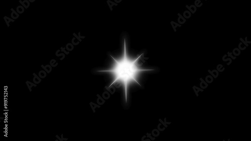 Twinkling starlight motion graphics on black background. blinking light effect. Star twinkling, blinking light effect on transparent background. Twinkle festive or holiday decoration
