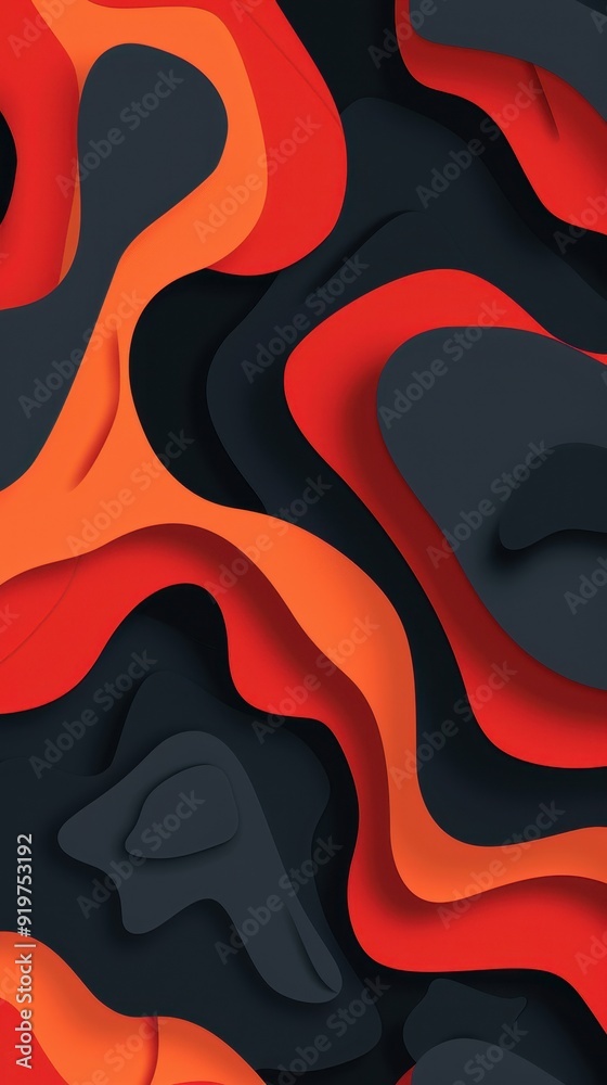 Abstract Paper Cut Design with Orange, Red, and Black Abstract Paper Cut Design with Orange, Red, and Black