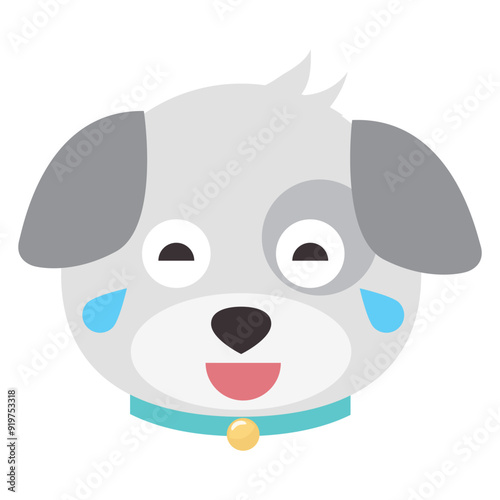 Dog emoji vector isolated on white background.