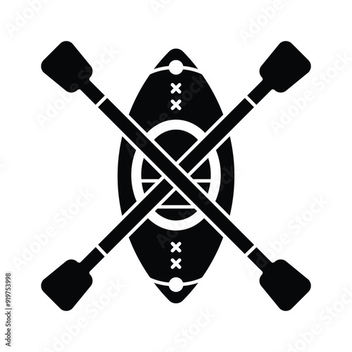 Vibrant kayak icon, outdoor adventure, water sports, nature activities