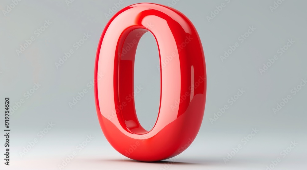 A vibrant and striking 3D rendering of the number zero in a glossy red color, showcasing modern design elements and featuring smooth, elegant curves against a subtle, neutral background A vibrant and striking 3D rendering of the number zero in a glossy red color, showcasing modern design elements and featuring smooth, elegant curves against a subtle, neutral background