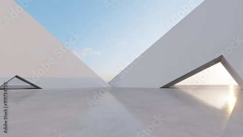 3d render abstract architecture background building geometric shape