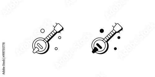 banjo set icon with white background vector stock illustration