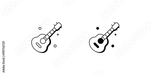 acoustic guitar set icon with white background vector stock illustration