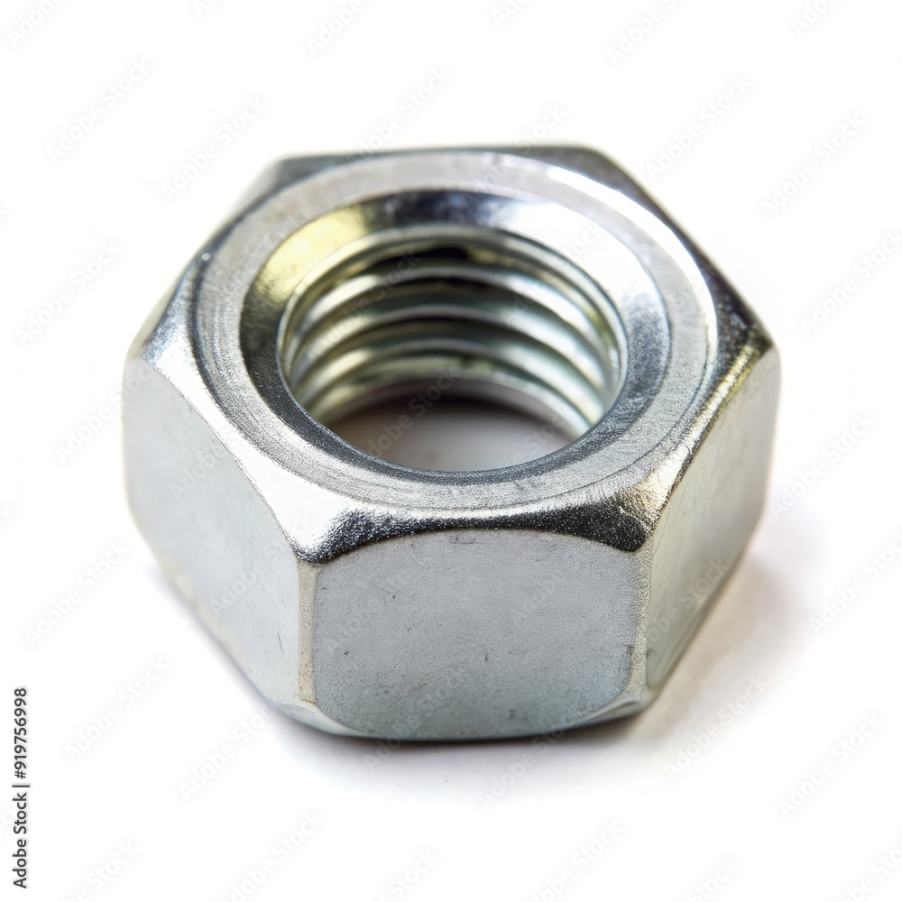 Hex nut on standard scale against a white background for sizing reference. Generative AI Hex nut on standard scale against a white background for sizing reference. Generative AI