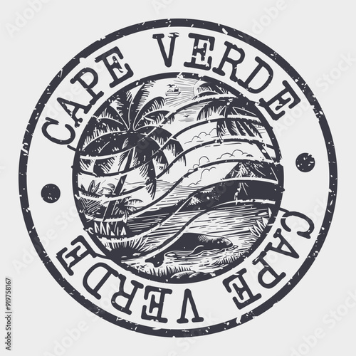 Cape Verde Stamp Postal. Silhouette Seal. Passport Round Design. Vector Icon. Design Retro Travel. National Symbol.