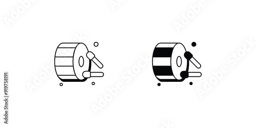 bass drum set icon with white background vector stock illustration