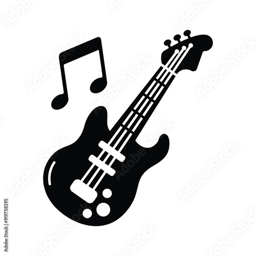 Stylish guitar icon, ideal for music, entertainment, or concert related projects