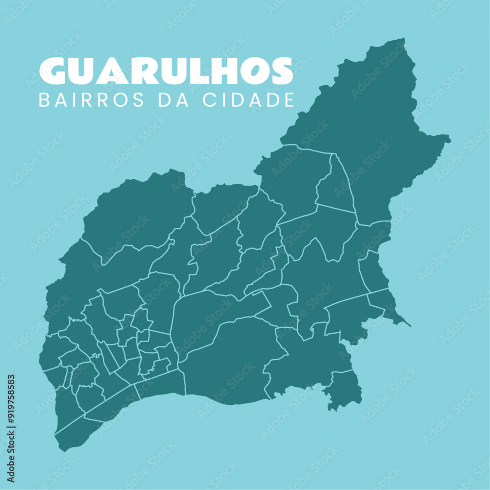 Obraz premium Complete map of Guarulhos, in the Metropolitan Region of São Paulo, capital, Guarulhos is the city that houses the Guarulhos international airport and is one of the most important cities in São Paulo.