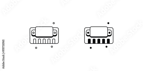 harmonica set icon with white background vector stock illustration