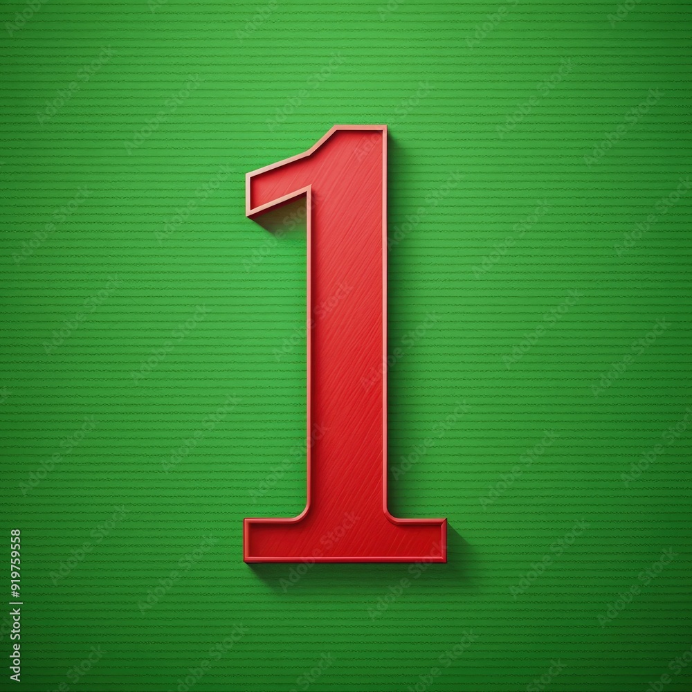 Red number one on a green background illustrating a standard scale concept. Generative AI Red number one on a green background illustrating a standard scale concept. Generative AI