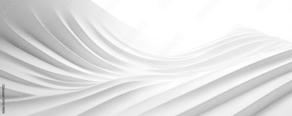 Obraz premium Abstract white flowing curves backdrop. Smooth wavy lines with a modern minimalist design. Perfect for backgrounds or presentations.