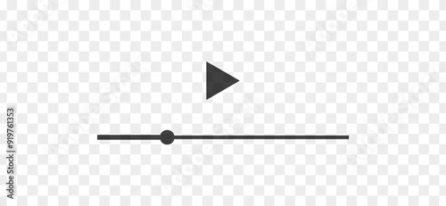 Media player interface with play button and music bar. Template for videos and sounds. Vector icons in flat style