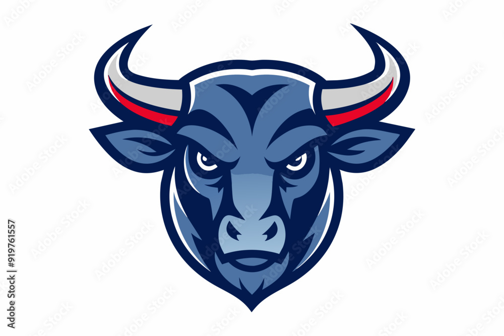 Smooth outline vector design of Bull head logo on white background Smooth outline vector design of Bull head logo on white background