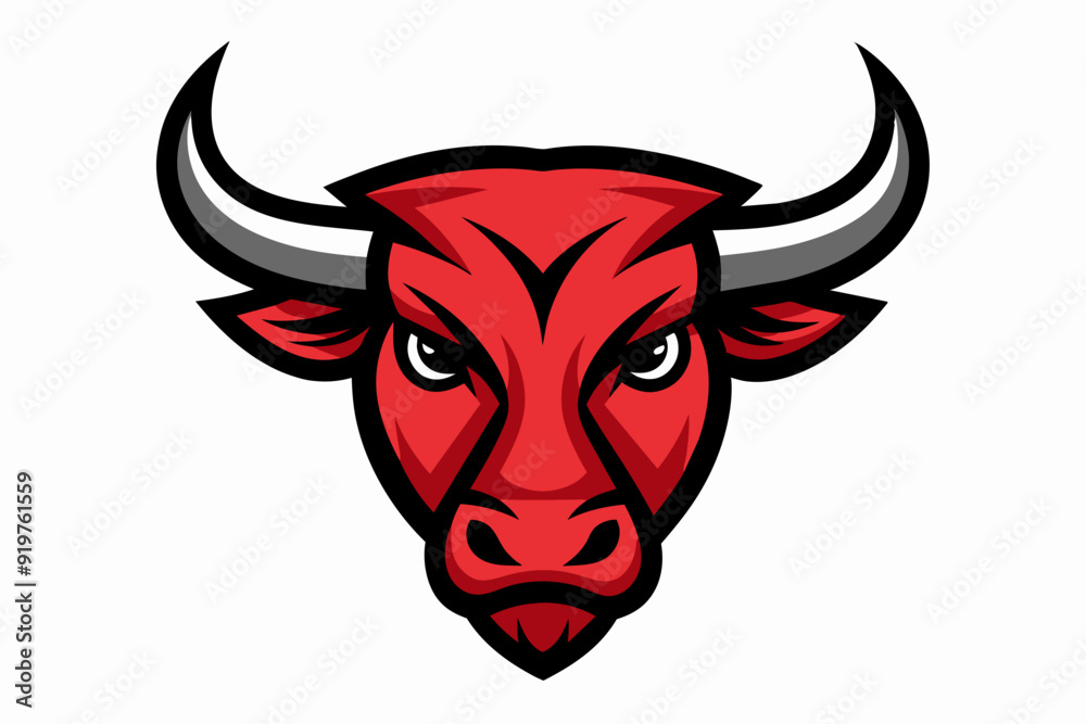 Smooth outline vector design of Bull head logo on white background Smooth outline vector design of Bull head logo on white background
