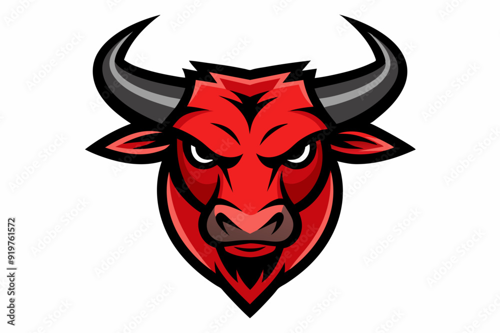 Smooth outline vector design of Bull head logo on white background Smooth outline vector design of Bull head logo on white background
