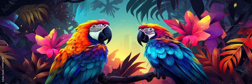 Obraz premium Exotic wildlife banner design