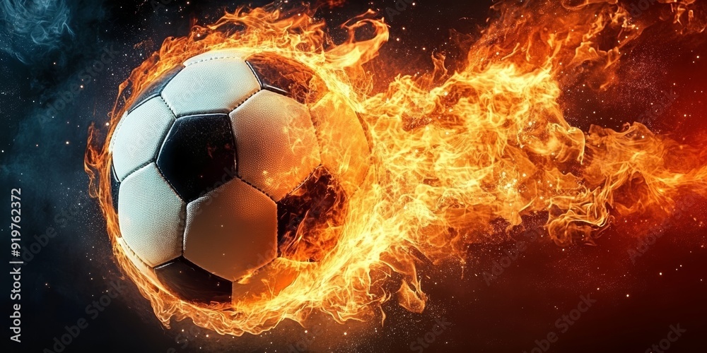 Fototapeta premium Energy football on fire