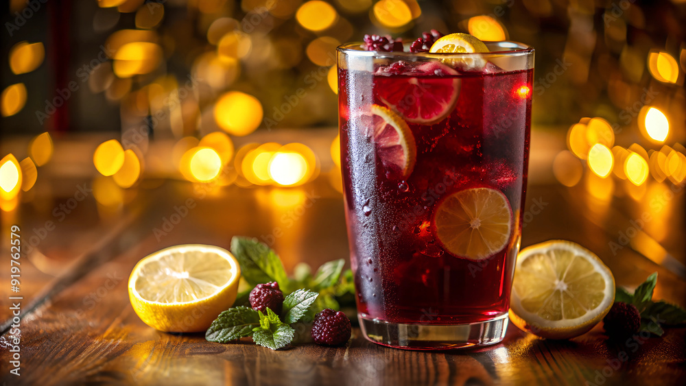 a tall glass of hibiscus lemonade with condensation on the outside a tall glass of hibiscus lemonade with condensation on the outside