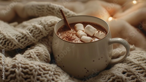 an mug of hot cocoa with a few marshmallow sticks over it