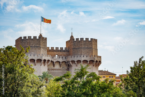 Towering gate Torres de Serranos main attraction of Valencia