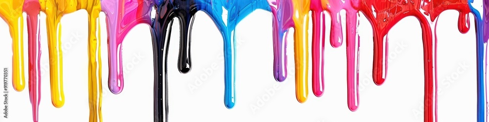 Paint Dripping. Colorful Spill on White Background, Isolated Drip Effect Paint Dripping. Colorful Spill on White Background, Isolated Drip Effect