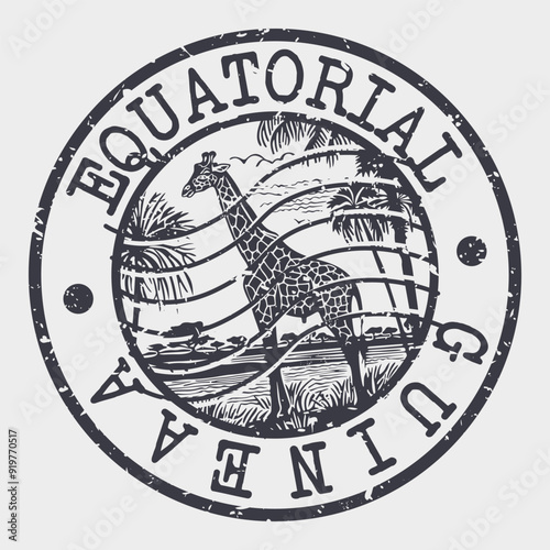 Equatorial Guinea Stamp Postal. Silhouette Seal. Passport Round Design. Vector Icon. Design Retro Travel. National Symbol.