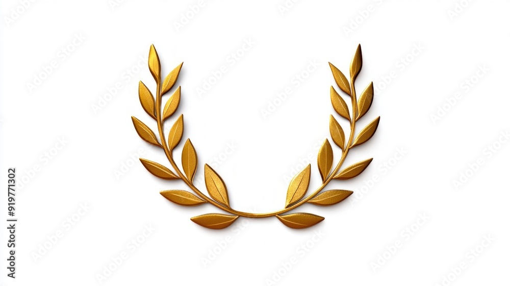 Golden Laurel Wreath Isolated on White Background Golden Laurel Wreath Isolated on White Background