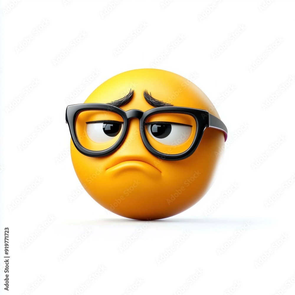 Worried Emoji with Glasses Worried Emoji with Glasses