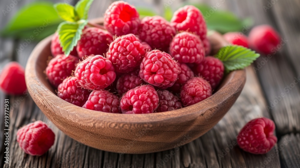 Bowl filled with fresh juicy raspberries Bowl filled with fresh juicy raspberries