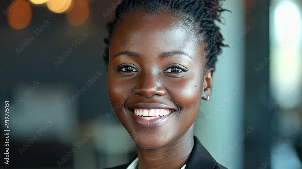 African-American woman in business attire smiling at the camera. African-American woman in business attire smiling at the camera.