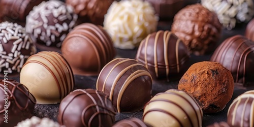 Assortment of gourmet chocolate truffles.