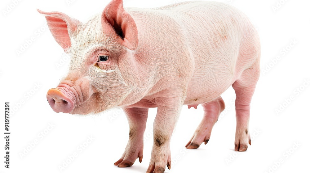 Pig Isolated on White Background. Cute and Young Farm Animal Pig Isolated on White Background. Cute and Young Farm Animal