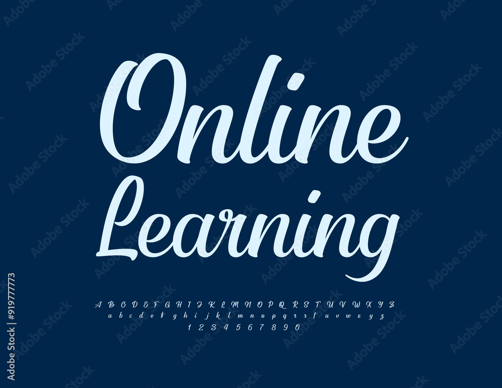 Vector modern logo Online Learning. Trendy Calligraphic Font. Decorative Alphabet Letters and Numbers set. Vector modern logo Online Learning. Trendy Calligraphic Font. Decorative Alphabet Letters and Numbers set.