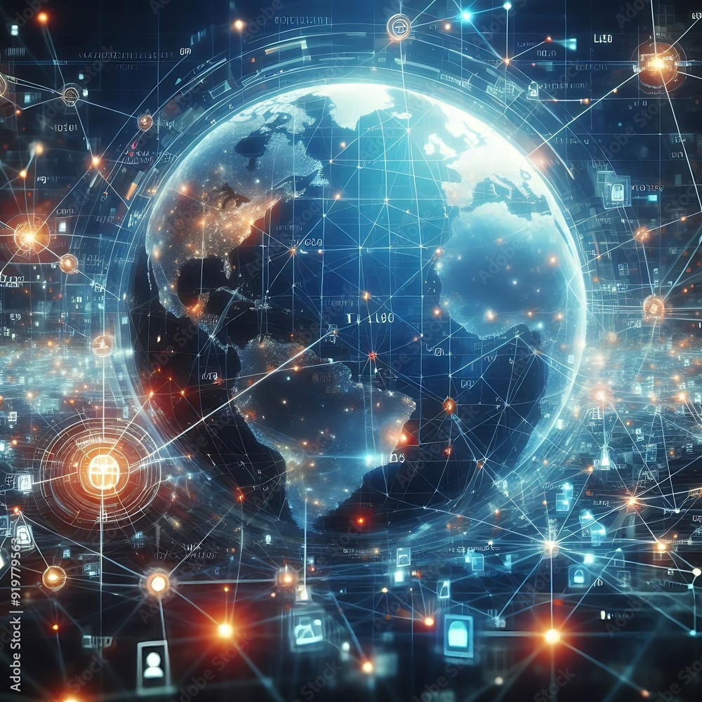 Digital Globe Cyber network with lens security icon.Abstract World Map Business Background save data concept.Modern digital global connectivity with protect sign.
Digital Globe Cyber network with lens security icon.Abstract World Map Business Background save data concept.Modern digital global connectivity with protect sign.