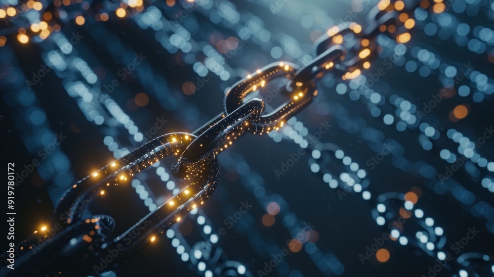 Glowing Chain Links in Abstract Digital Space Glowing Chain Links in Abstract Digital Space