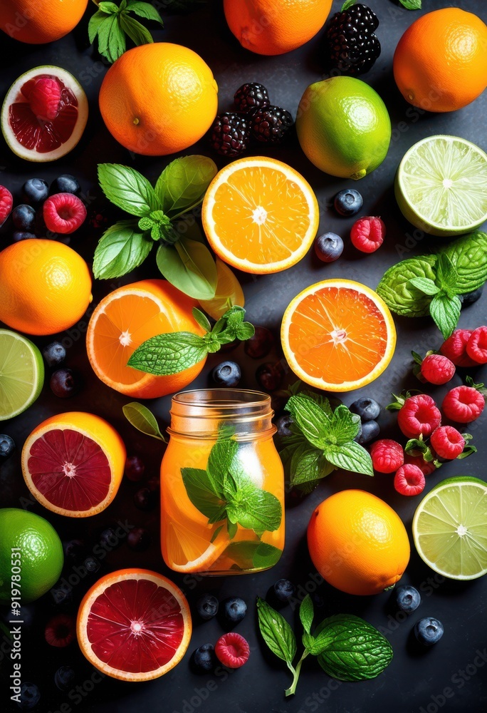 colorful ingredients vibrant drink artfully arranged dynamic composition highlighting freshness flavor, beverage, cocktail, arrangement, fruit, herbs colorful ingredients vibrant drink artfully arranged dynamic composition highlighting freshness flavor, beverage, cocktail, arrangement, fruit, herbs
