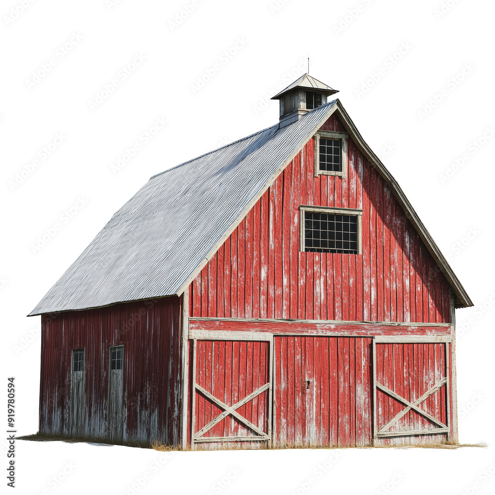 PNG Red wooden barn with metal roof in rural setting during daylight PNG Red wooden barn with metal roof in rural setting during daylight