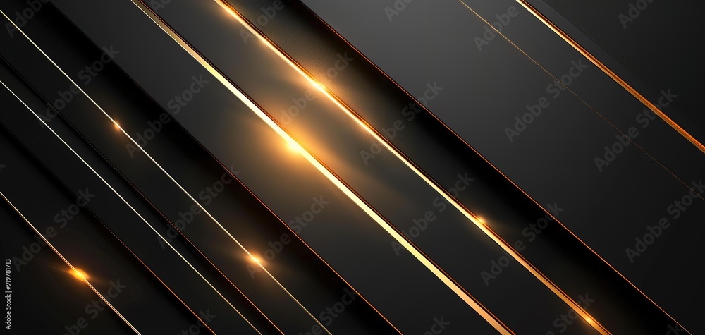 Abstract black and gold diagonal lines with glowing highlights. Abstract black and gold diagonal lines with glowing highlights.