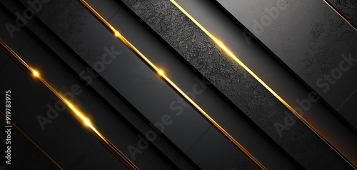 Abstract black and gold diagonal lines with glowing light.