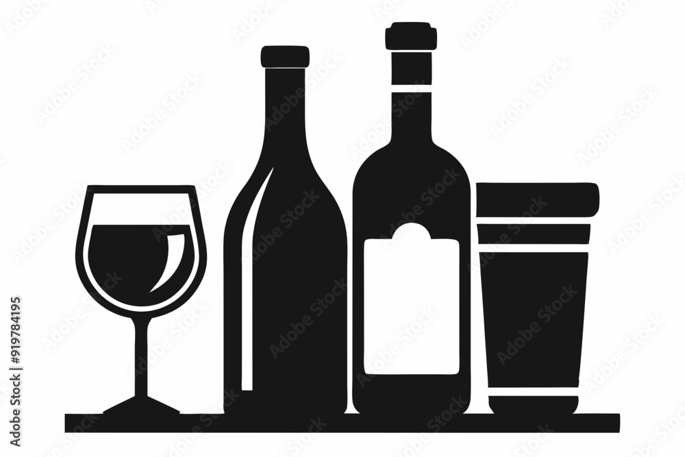 beer silhouette, glass beer bottle icon symbol. beer vector illustration beer silhouette, glass beer bottle icon symbol. beer vector illustration