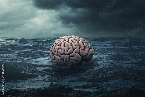 Mental Health Fragmentation as dissociative disorders and schizophrenia and trauma related disorders as Neurological Disorders representing the fragility of the human brain in a 3D illustration style. photo