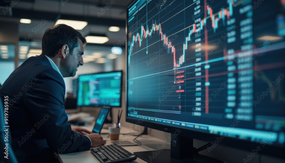 Businessman Working on Stock Market Data, Finance and Trading Concept Businessman Working on Stock Market Data, Finance and Trading Concept