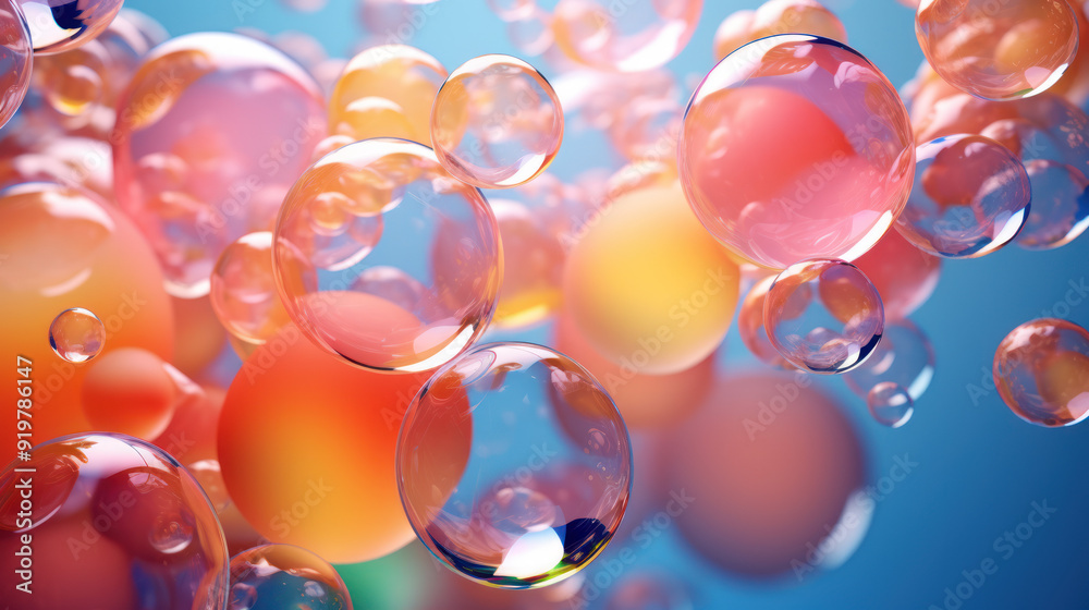Vibrant and colorful set of spheres. Bubble-like material, reflecting light and displaying refracted colors. Bubbles background. Vibrant and colorful set of spheres. Bubble-like material, reflecting light and displaying refracted colors. Bubbles background.