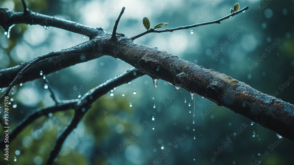 old tree branches being hit by raindrops old tree branches being hit by raindrops