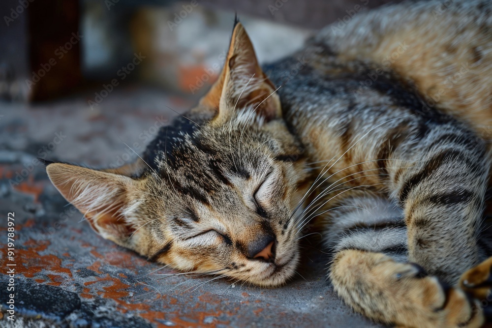 Sleeping Cat. Portrait of a Cute Young Kitten Sleeping Peacefully Sleeping Cat. Portrait of a Cute Young Kitten Sleeping Peacefully